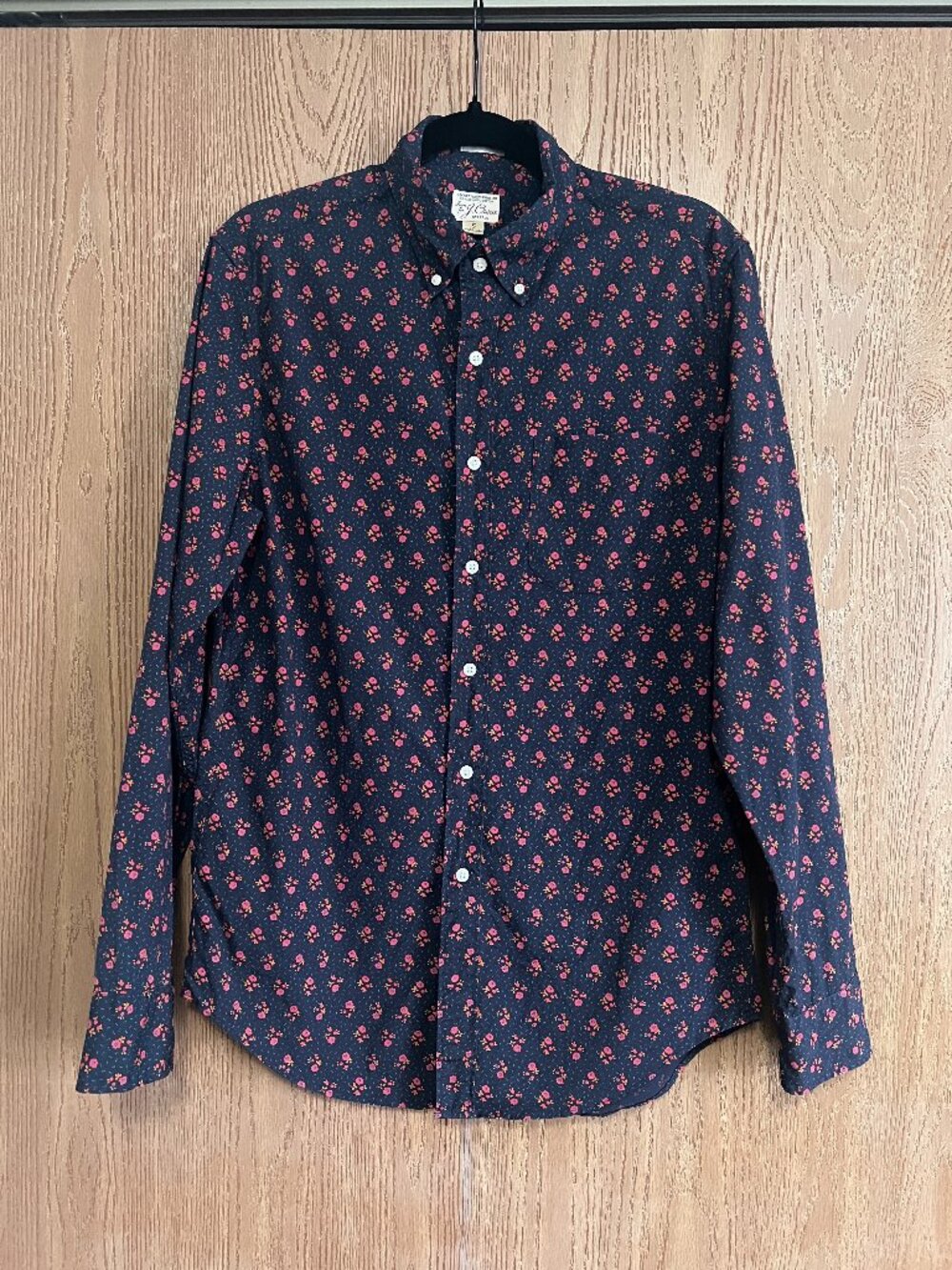 J.Crew Men's Secret Wash Classic Floral Button Down Shirt Navy Size Small